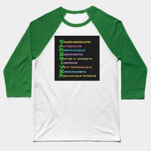 CAREGIVERS: Compassionate-Attentive-Responsible-Empathetic-Gifted in Strength-Inspiring-Very Dependable-Encouragers-Remarkable Patience: Thoughtful Tees & Gifts for Caregivers Baseball T-Shirt